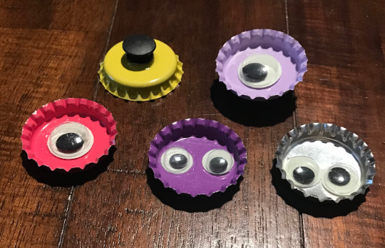 Bottle cap googly eyes custom shoe charms