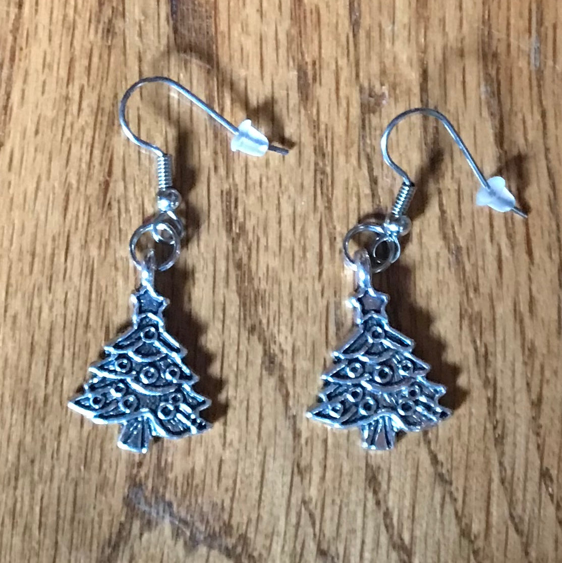 Christmas dangle earrings, alloy charms, Santa, snowman, gift, tree, stocking, mittens, snowflakes, wreath, bells, gifts, stocking stuffers, fast shipping