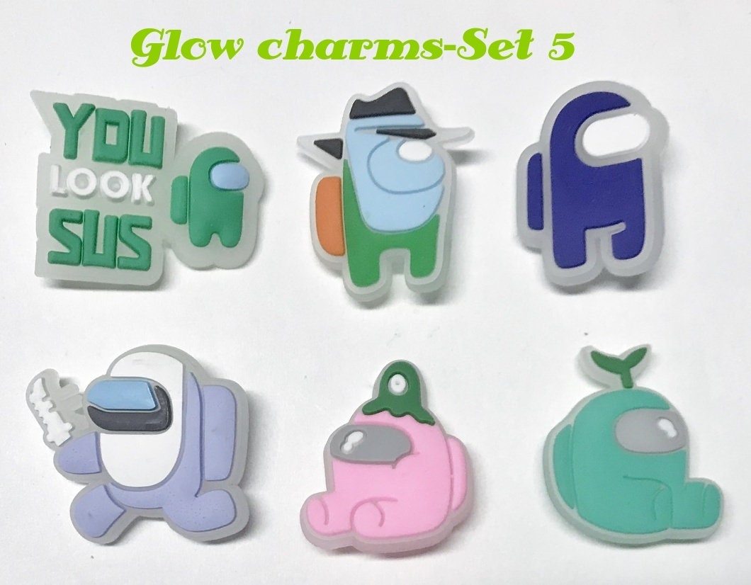 Glow in the dark shoe charm sets-reduced prices, camp, bunny, dinosaur