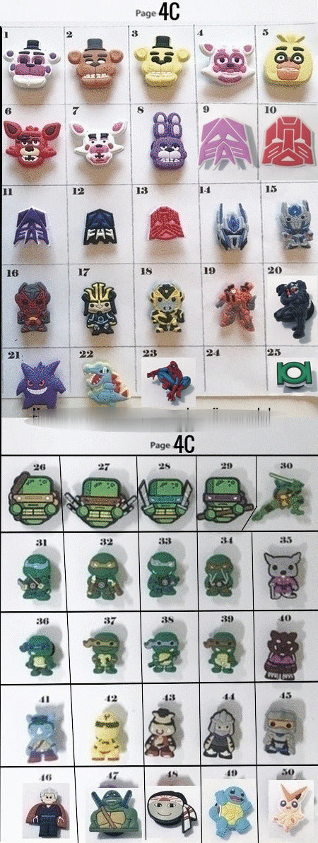 Clearance Shoe charms cartoon and movie themed, random, legos, freddy's, ninja, turtles