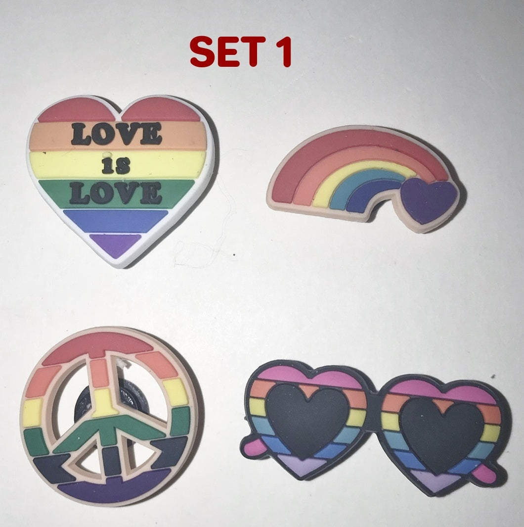 Pride/rainbow themed shoe charms, by the set or individually