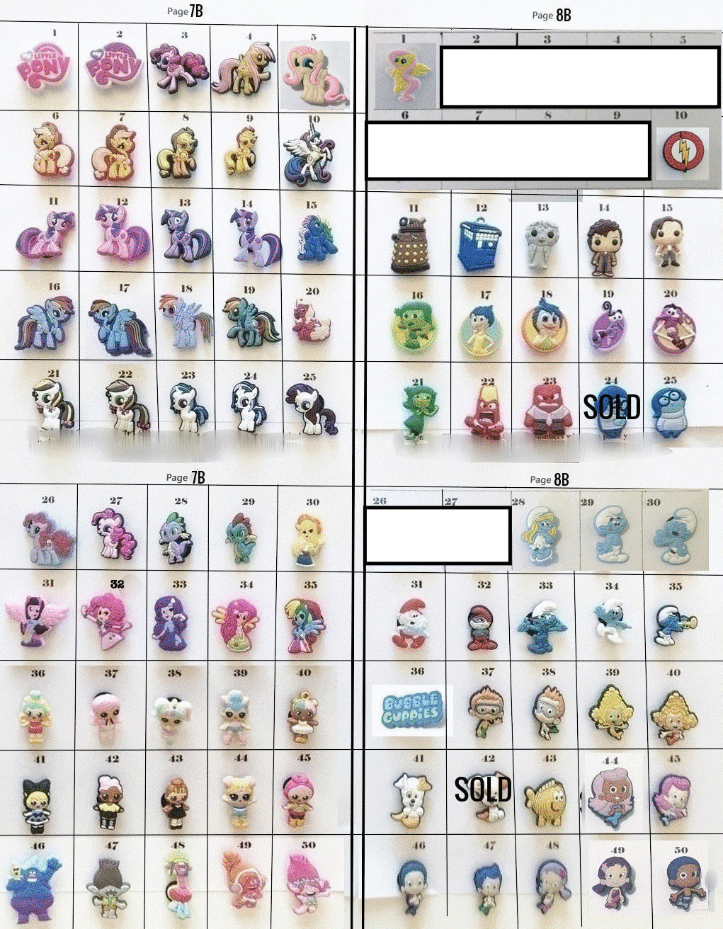 Clearance Shoe charms cartoon and movie themed, random, pony, lol, trolls, more