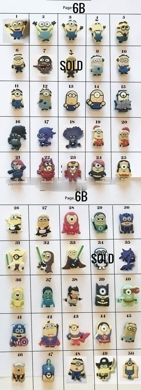 Clearance Shoe charms-cartoon and movie themed, random, spiderman, minion